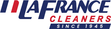 LaFrance Cleaners logo with stylized red and blue text, and the tagline 